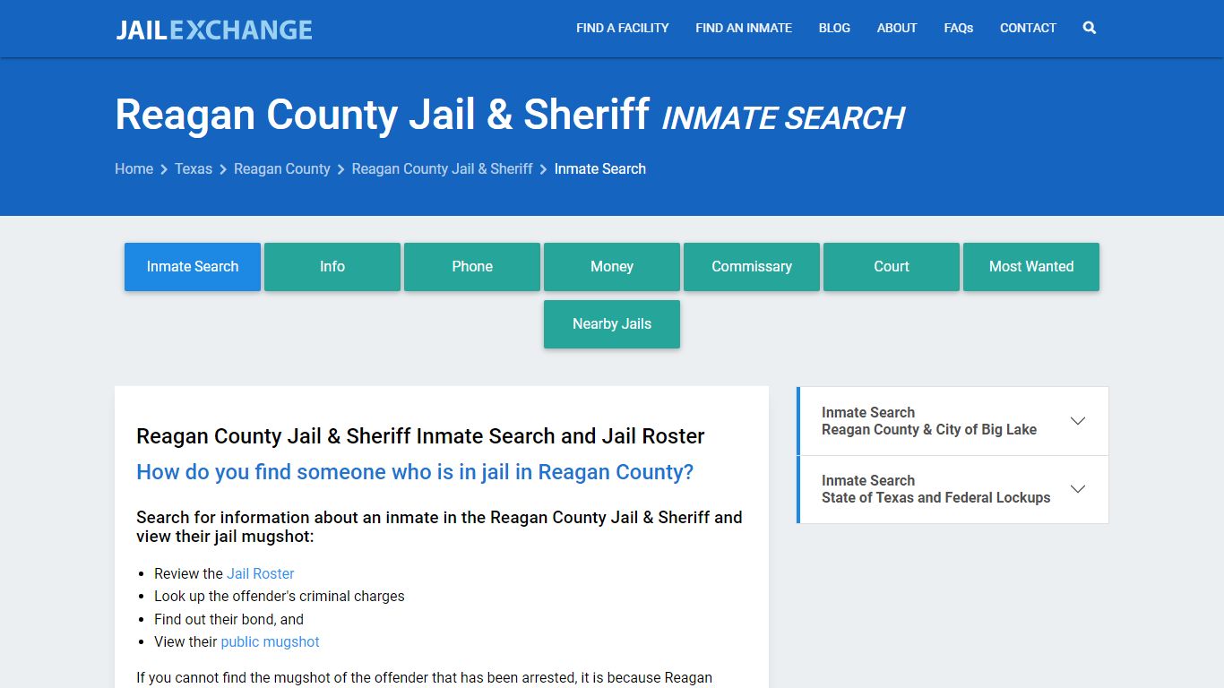Inmate Search: Roster & Mugshots - Reagan County Jail & Sheriff, TX